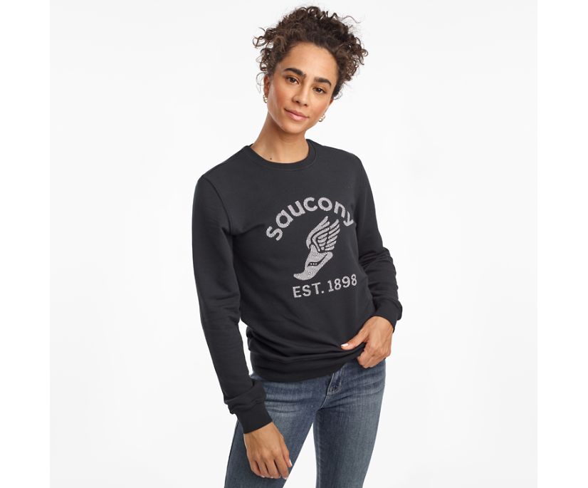 Saucony Rested Crewneck Women's Shirts Black | Canada 280ZUTG